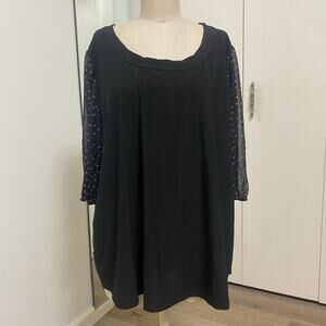 New! Star Vixen Women’s Black Polka Dot Mesh Sleeve Casual Top 3X